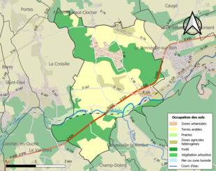 Carte en couleurs présentant l'occupation des sols.