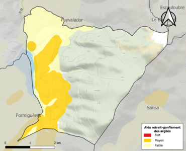 Carte des zones d'aléa retrait-gonflement des argiles.