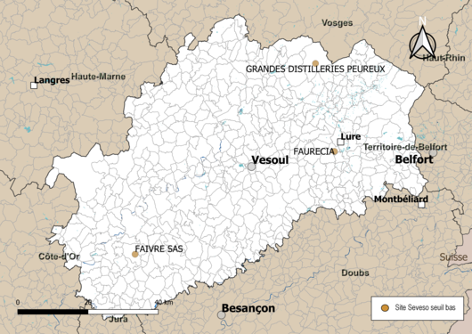 Carte des sites « Seveso seuil bas ».