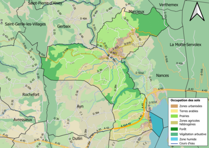 Carte en couleurs présentant l'occupation des sols.