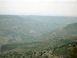 Aerial of tree-covered hills and deep ravines