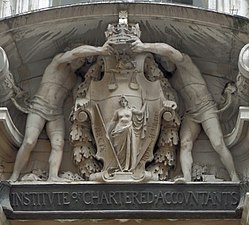 Boys with Coat of Arms, Moorgate Place Entrance of Chartered Accountants' Hall