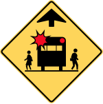 School bus stop ahead.