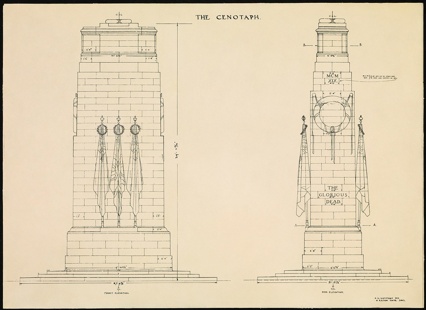 Edwin Lutyens' design for the Cenotaph, restored by Adam Cuerden, is a new featured picture, but also depicts a new featured article by HJ Mitchell, hence being selected for extra prominence. Which I hope is a good justification, because I always feel a bit guilty when I choose one of my images for footer or header.