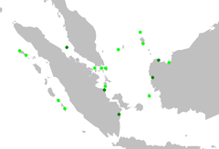 Distribution of the silvery pigeon. Verified records are light, unconfirmed ones dark green.