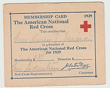 Edith's American National Red Cross Membership Card 1929