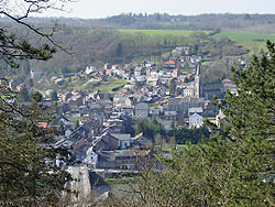 Looking west over Hamoir from the Belvédère de Coïsse