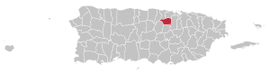Map of Puerto Rico highlighting Toa Alta Municipality