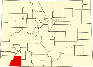 Map of Colorado highlighting La Plata County