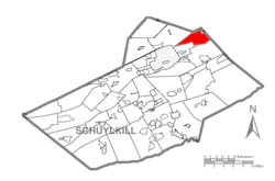 Map of Schuylkill County, Pennsylvania Highlighting Kline Township