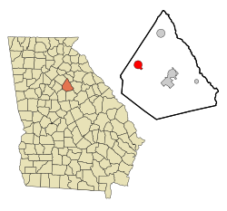 Location in Morgan County and the state of Georgia