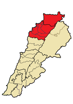 Map of Lebanon with North Lebanon highlighted