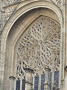 Flamboyant rose window of the portal of Saint John