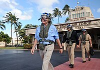 SECNAV Mabus departs Hickam to review the RIMPAC 2012 fleet