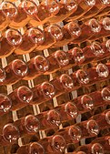 Bottles during sparkling wine production