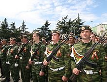 South Ossetian soldiers on parade