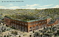 Postcard of baseball ballpark.