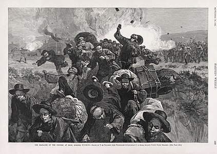 Rock Springs massacre, by Thure de Thulstrup (restored by Adam Cuerden)