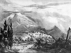 Vue de Saint-Claude (Jura). Alaux, 1826