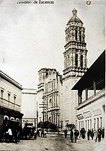 Zacatecas Cathedral as seen from 1752. Photo of 1880.[1]