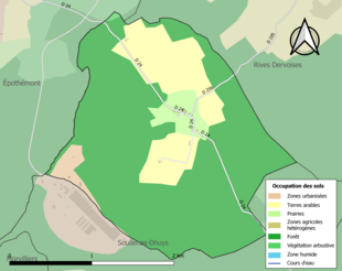 Carte en couleurs présentant l'occupation des sols.