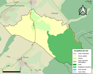 Carte en couleurs présentant l'occupation des sols.