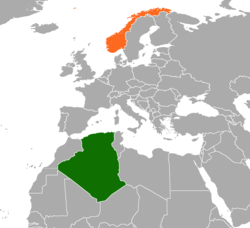 Map indicating locations of Algeria and Norway