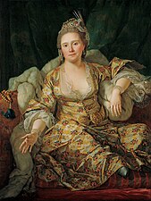 Portrait of the Countess of Vergennes in Turkish Attire. Painting by Antoine de Favray, 18th century.