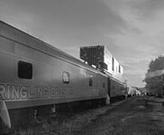 A near-infrared photograph of a Ringling Brothers' circus train idling near MIT in Cambridge, Massachusetts