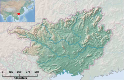 Location map China Guangxi relief