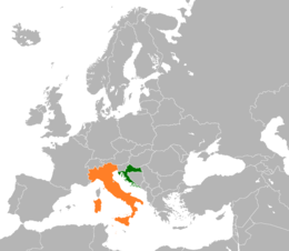 Mappa che indica l'ubicazione di Croazia e Italia