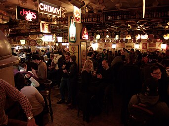 Interior of the café on a busy weekday night