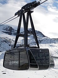 The aerial tramway Plateau Rosa, 3480 m