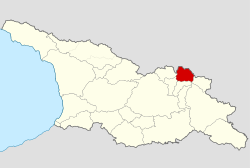 Map highlighting the historical region of Khevsureti in Georgia