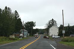 Looking east at downtown Iron Belt on WIS77