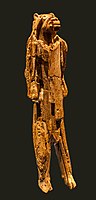 Löwenmensch figurine, from Hohlenstein-Stadel, Germany, now in Ulmer Museum, Ulm, Germany, possibly the oldest undisputed statuette. Aurignacian era, 40,000 BC–35,000 BC