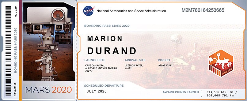 Carte d'embarquement Mars 2020