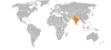 Location map for India and Palestine.