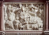 Annunciation and Nativity on the pulpit in the Pisa Baptistery