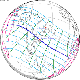 Carte de l'éclipse générale.