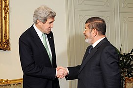 لقاء محمد مرسي مع جون كيري وزير الخارجية الأمريكي 3 مارس 2013.