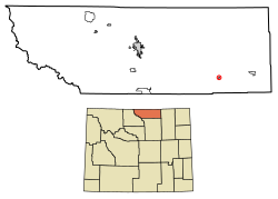 Location of Clearmont in Sheridan County, Wyoming.