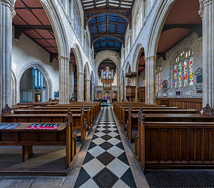 Interior of St Mary's University Church from ground level