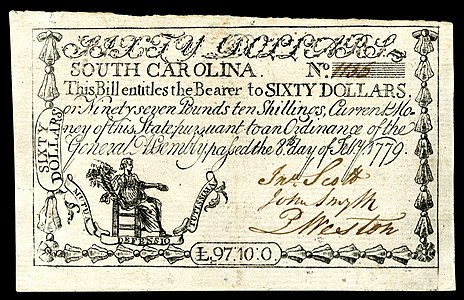 Currency of the Province of South Carolina at Early American currency, by the Province of South Carolina