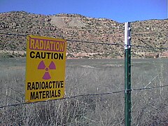 "Caution- Radioactive Materials" sign at Uravan townsite, Colorado