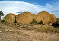 Detalle de rulos de paja en Mas del Olmo, Ademuz (Valencia).