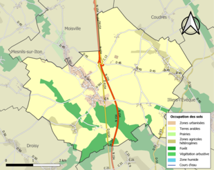 Carte en couleurs présentant l'occupation des sols.