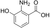 Skeletal formula of 3-hydroxyanthranilic acid