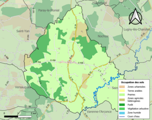 Carte en couleurs présentant l'occupation des sols.