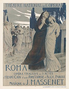Roma poster, by Georges Rochegrosse (restored by Adam Cuerden)